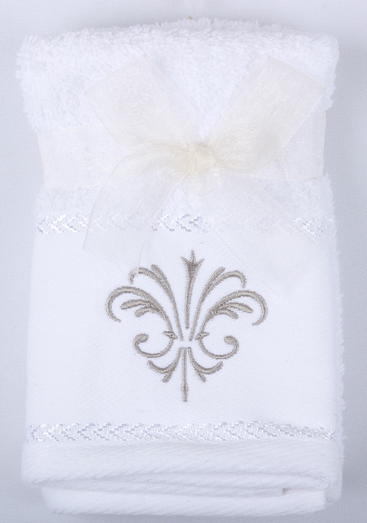 Fleur De Lis embroidered facecloth 2 set. Code: FAC-FLE/2SET. image 0